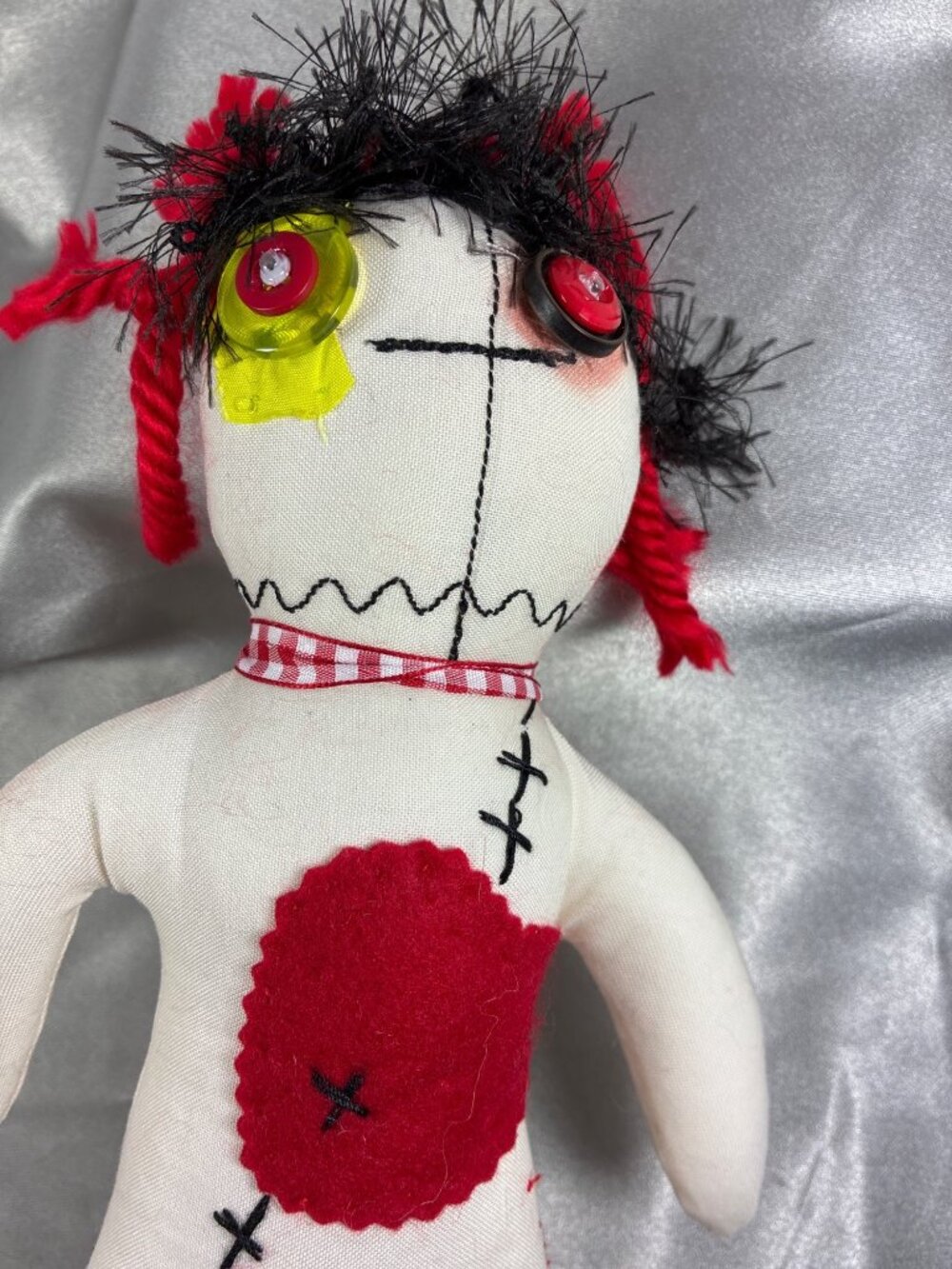 Handmade Halloween Rag Doll Pair Primitive Folk Art Creepy Cute OOAK 13" & 8" - Picture 13 of 15